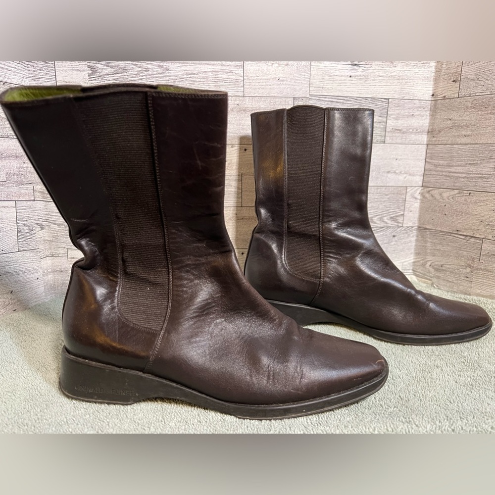 Donald J. Pliner Hidee Brown pull on Booties square toe - Picture 2 of 7